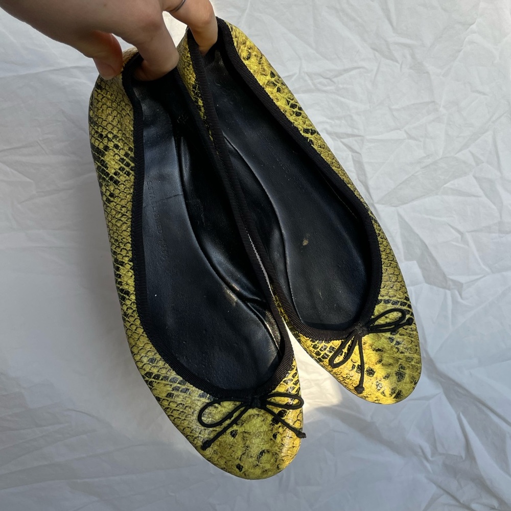 Yellow Snakeskin Ballet Flats